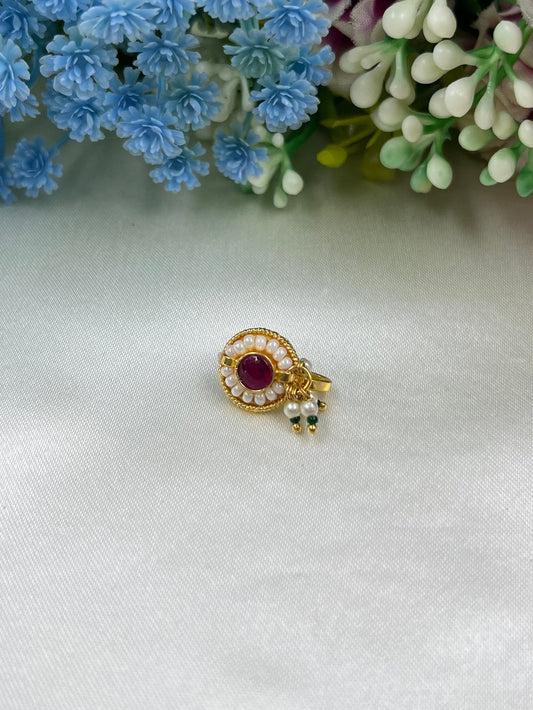 Madhuri Pachi Kundan Nose Ring