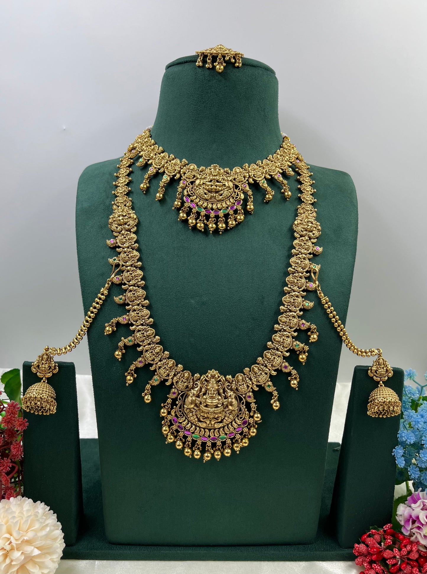 Bridal Temple Jewelry Set with Lakshmi Design