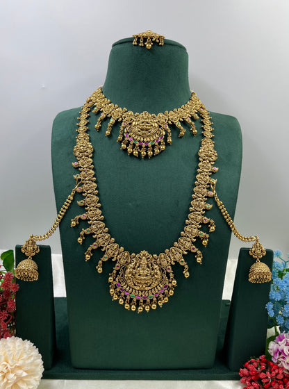 Bridal Temple Jewelry Set with Lakshmi Design