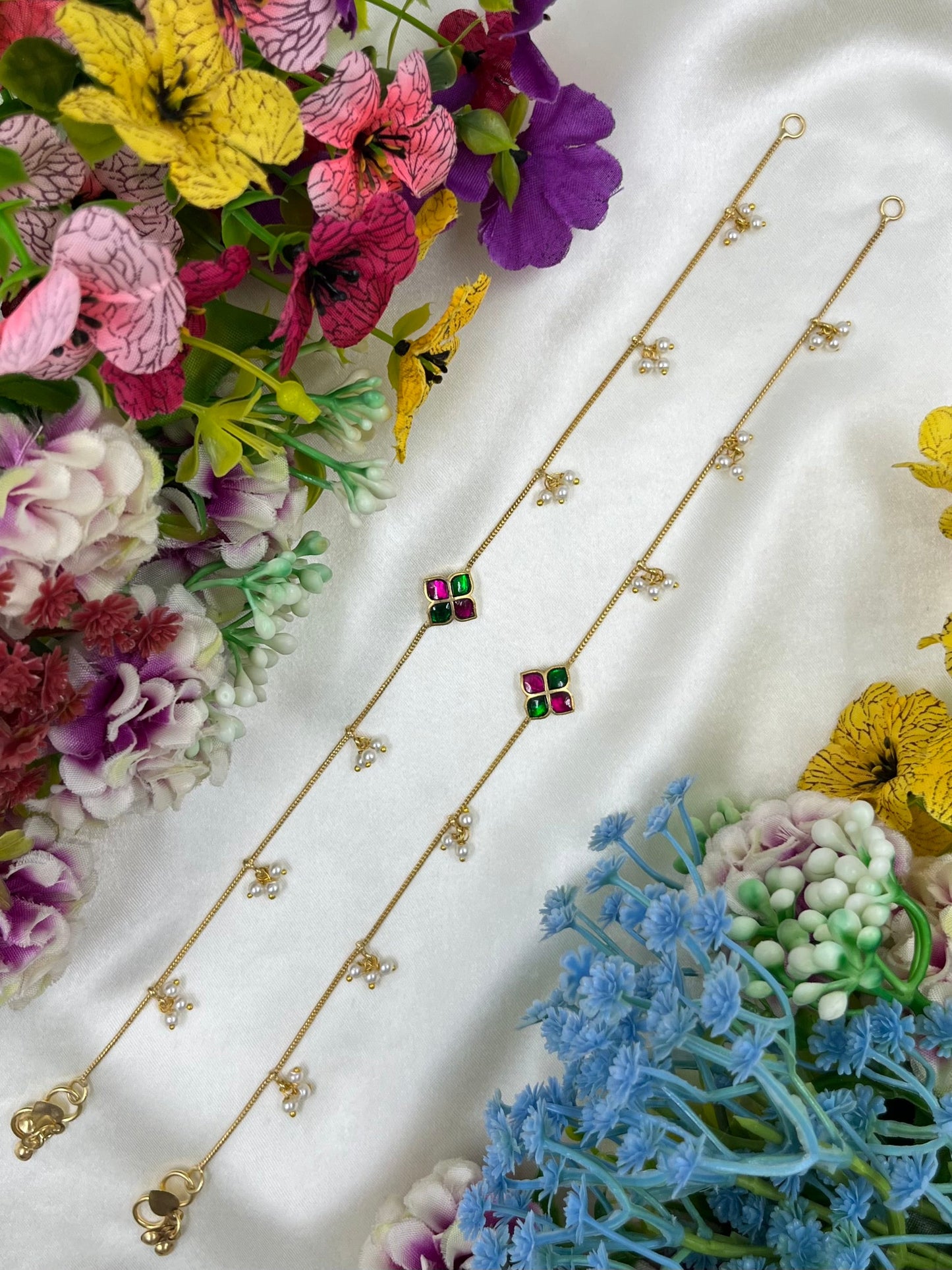 Pankhuri Pachi Kundan Anklet