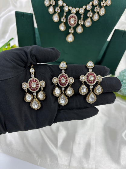 Bridal Wedding Jewelry Set with Earrings & Ring | Indian Ethnic Gold Necklace