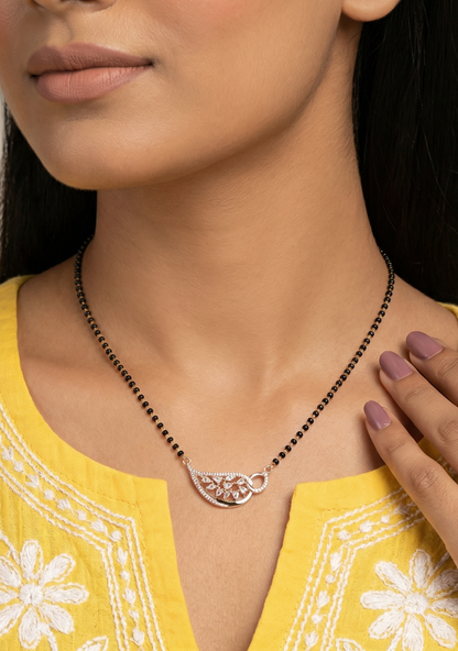 Asymmetric Floral Rose Gold Mangalsutra