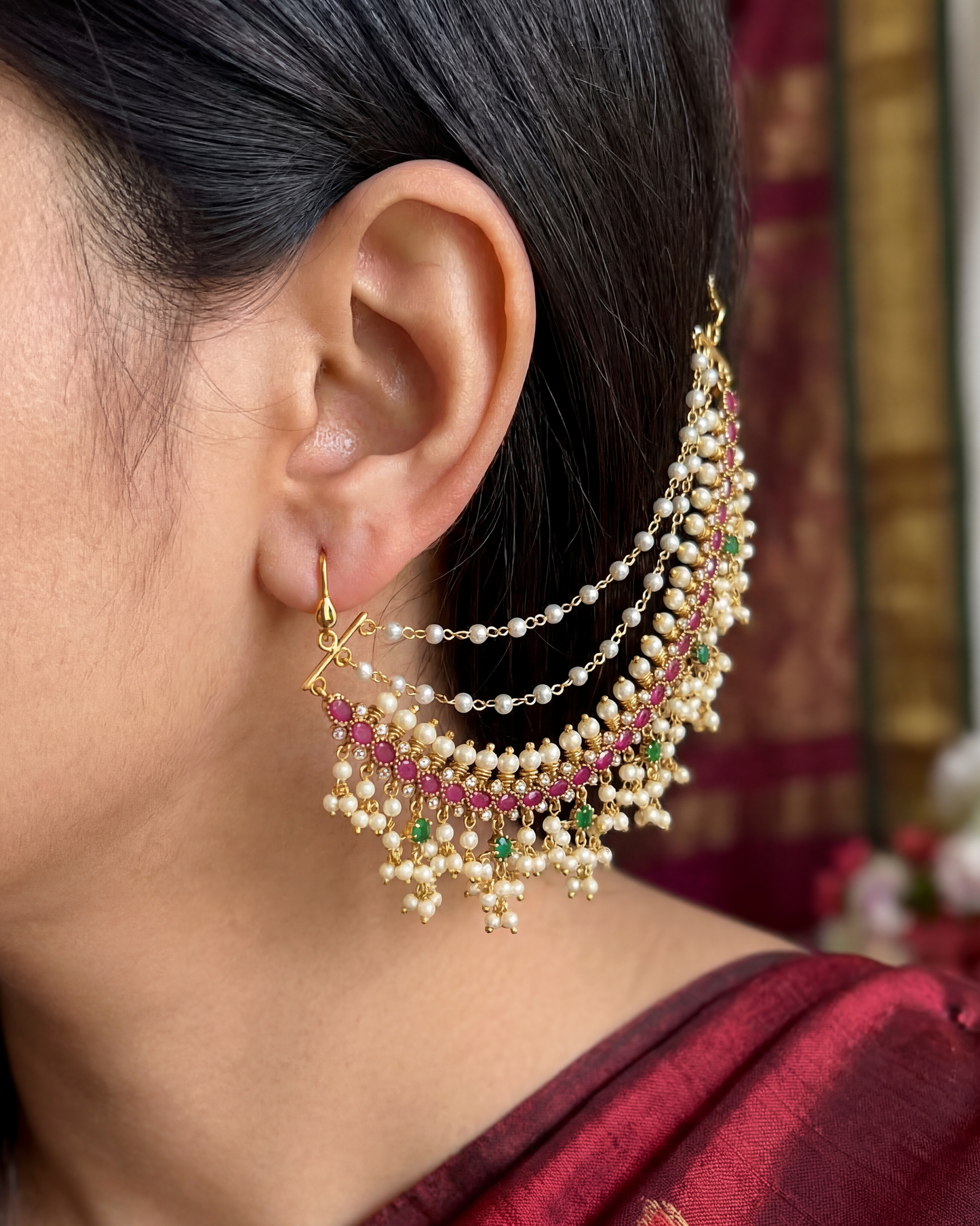 Dhriti Heritage Moti Ear Chain