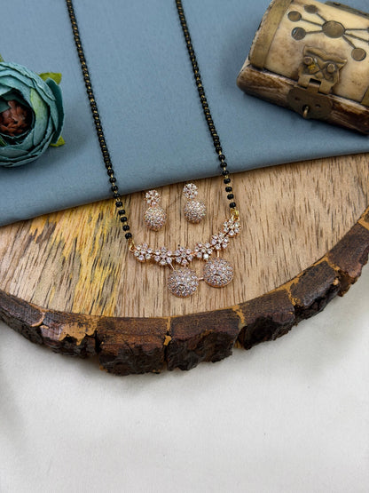 Floral Rose Gold Mangalsutra With Tops
