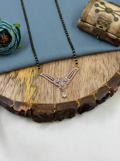 Floral V-Design Rose Gold Mangalsutra