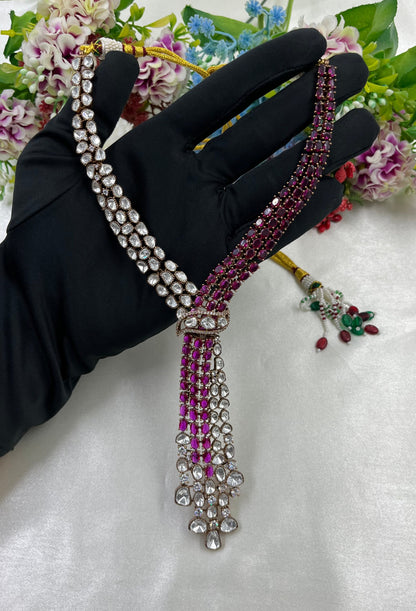 Rukmini Jaipuri Moissanite Kundan Necklace