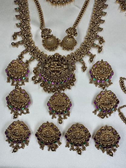 Bridal Temple Jewelry Set with Lakshmi Design