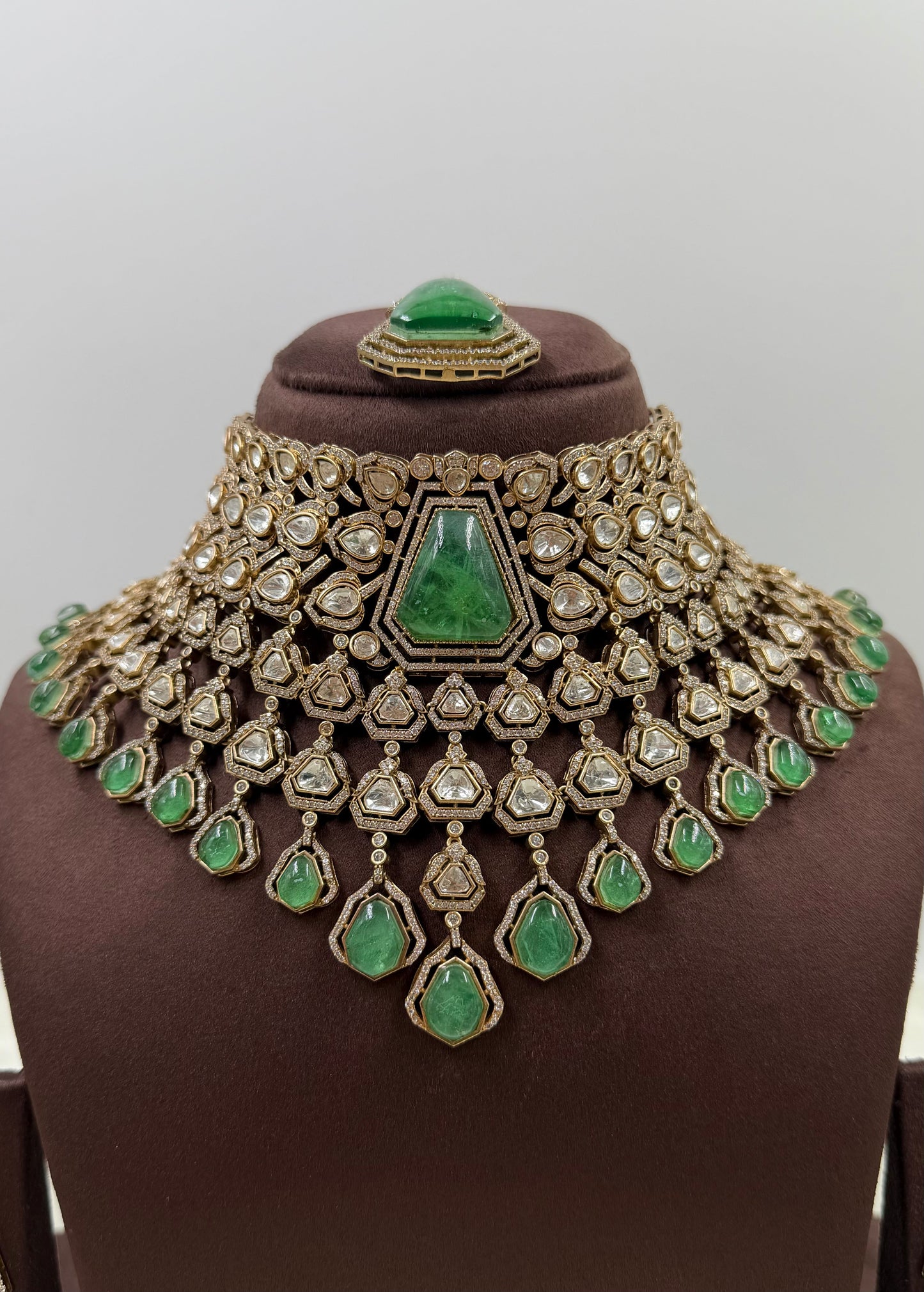 Rukmini Jaipuri Kundan Premium Choker Necklace Set