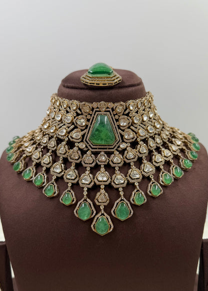 Rukmini Jaipuri Kundan Premium Choker Necklace Set
