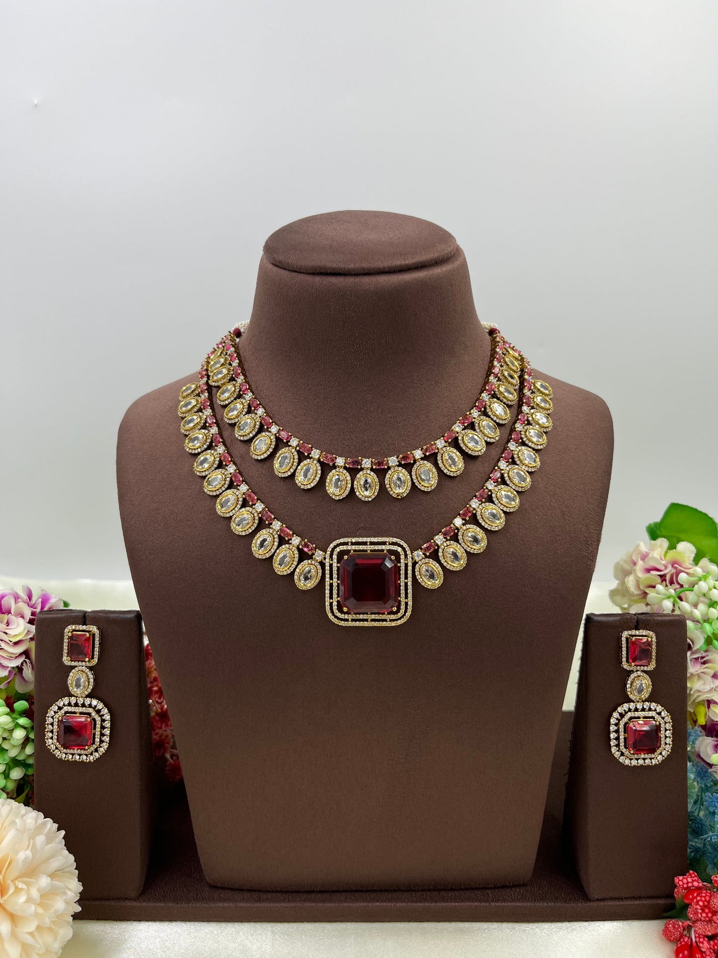 MINA VICTORIAN DOUBLE LAYERED NECKLACE SET