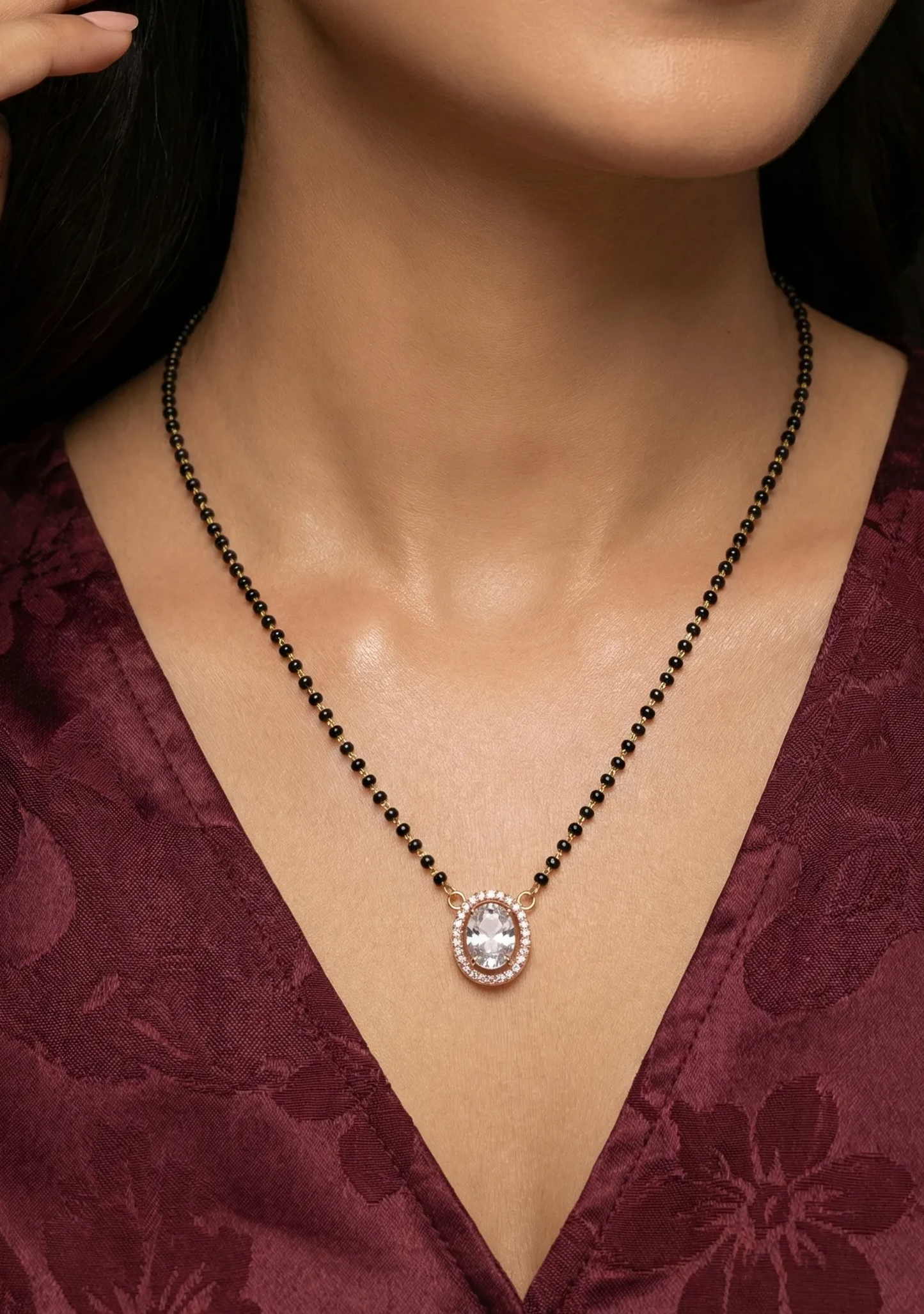 Oval Solitaire Rose Gold Mangalsutra