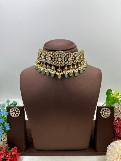 Rumani Multi Drop Kundan Choker Necklace.
