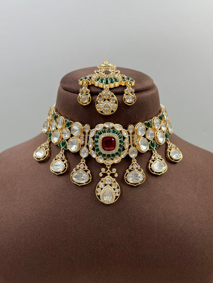 Nayab Moissanite Kundan Choker Necklace