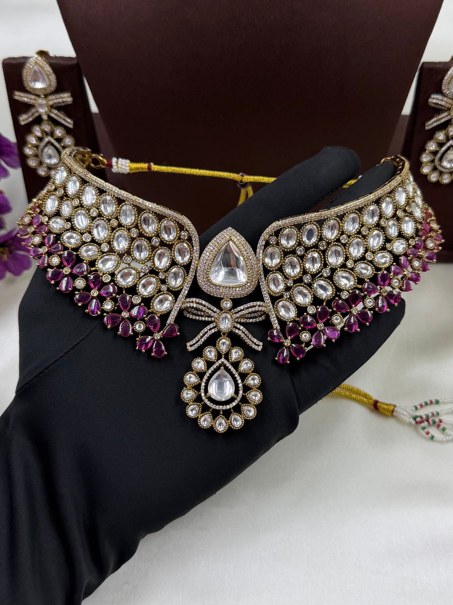 Jiya Jaipuri Kundan Choker Necklace Set