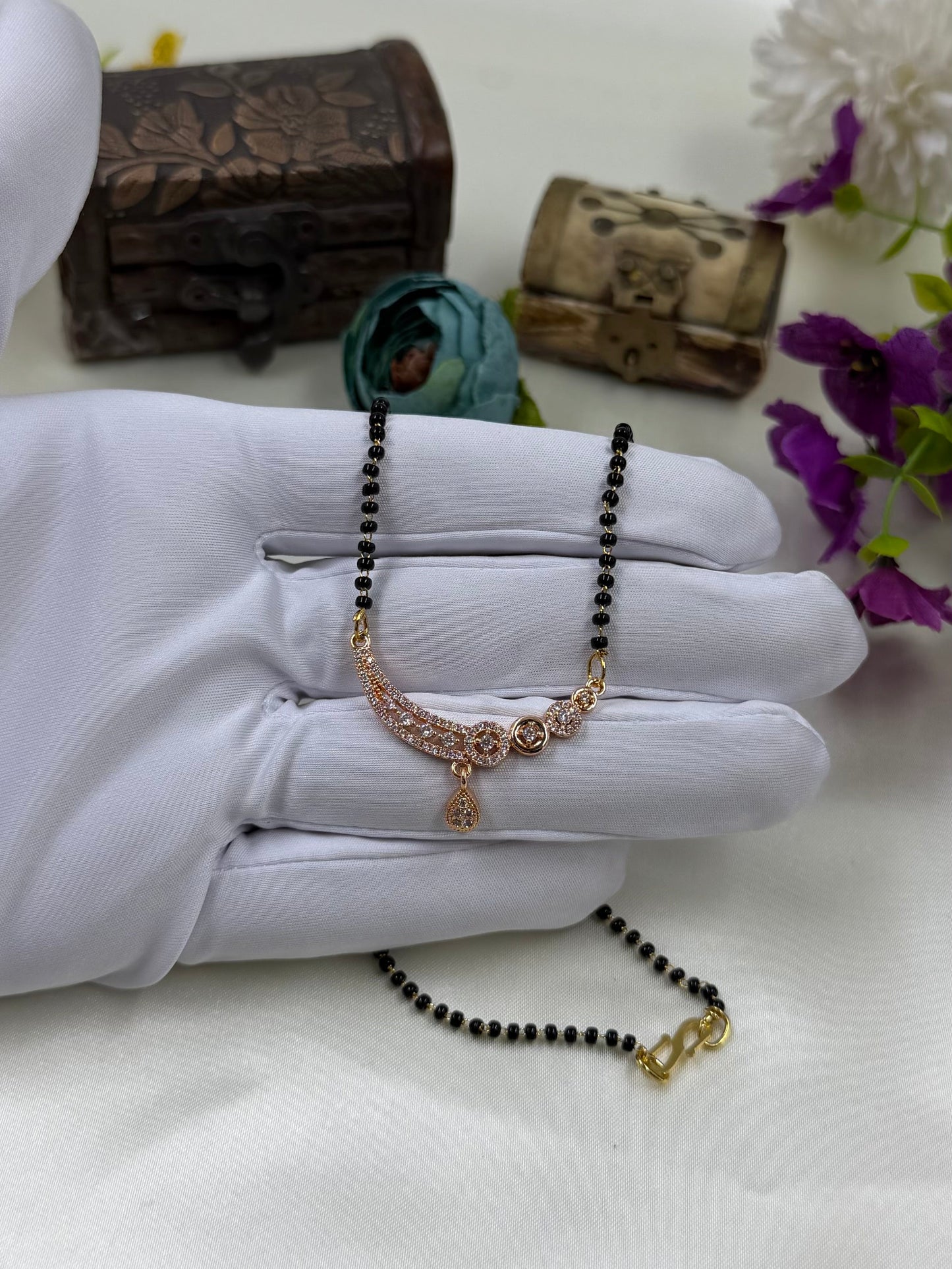 Asymmetrical Design Rose Gold Mangalsutra