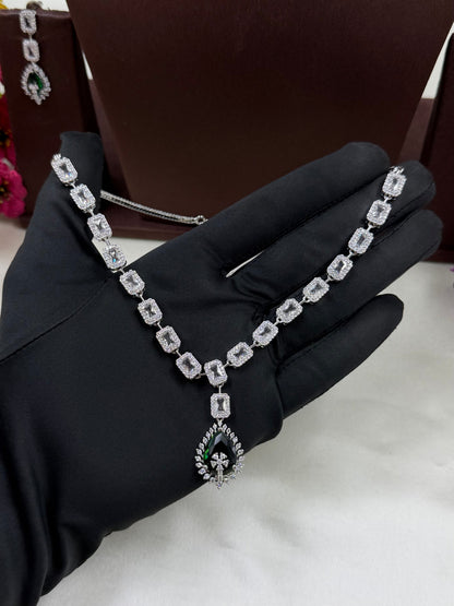 Suvarna Delicate American Diamond Necklace ￼