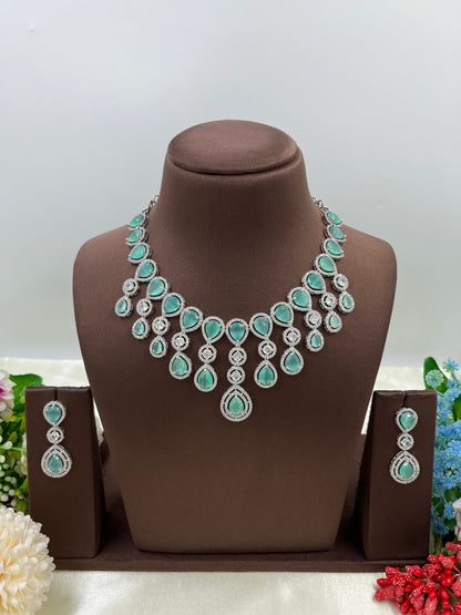 RINA  AMERICAN DIAMOND PREMIUM NECKLACE SET