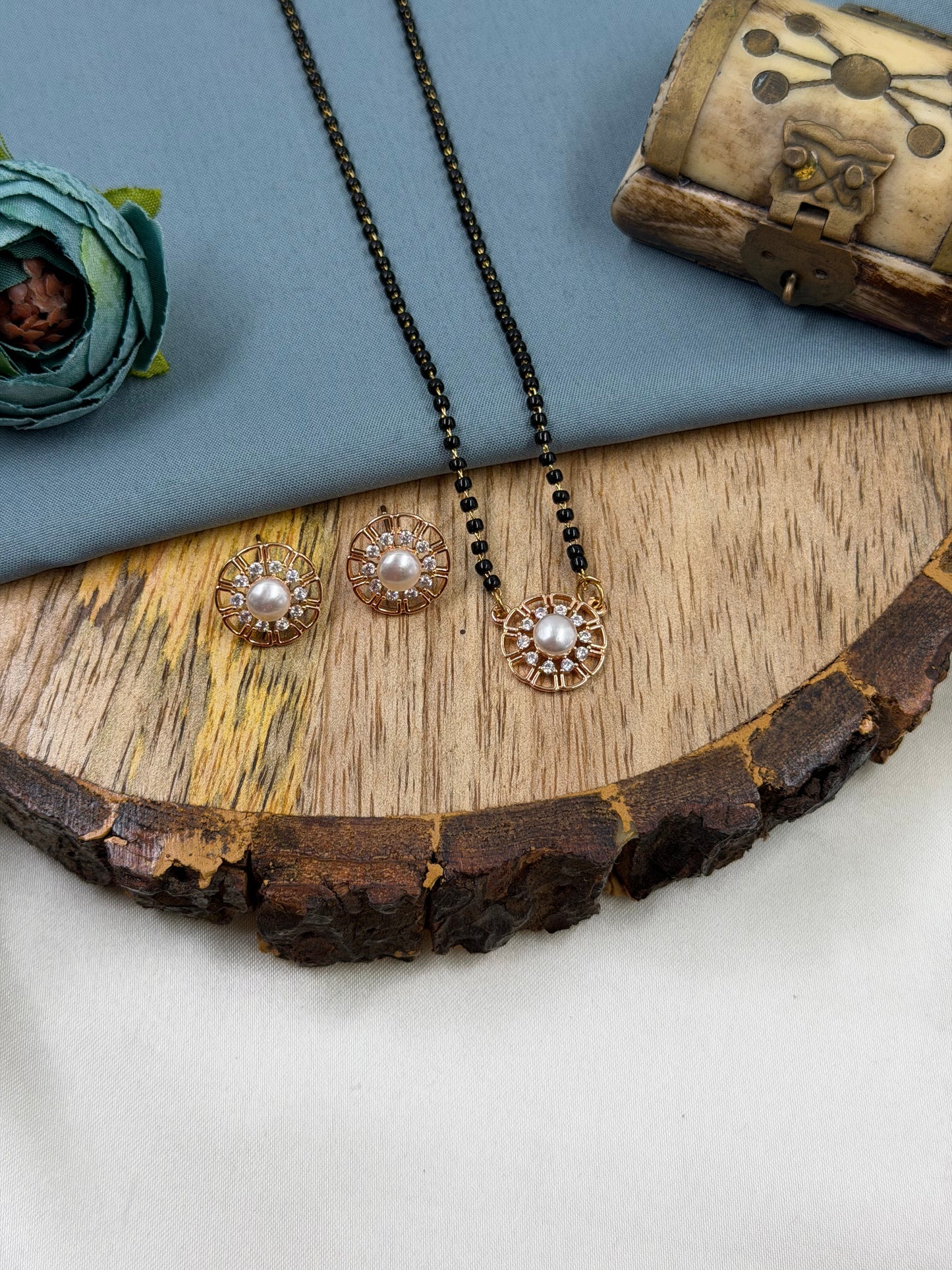 Pearl Rose Gold Mangalsutra With Tops