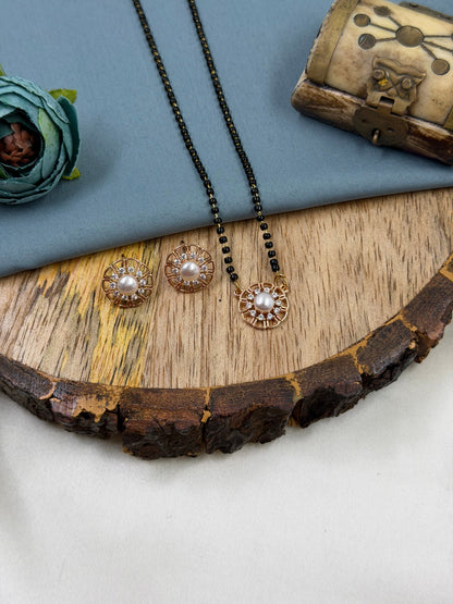 Pearl Rose Gold Mangalsutra With Tops