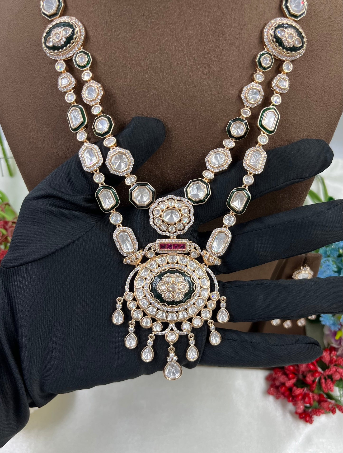 Trisha Combo Moissanite Kundan Necklace