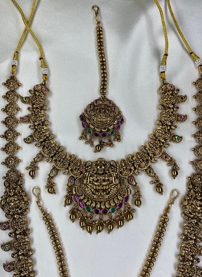 Bridal Temple Jewelry Set with Lakshmi Design