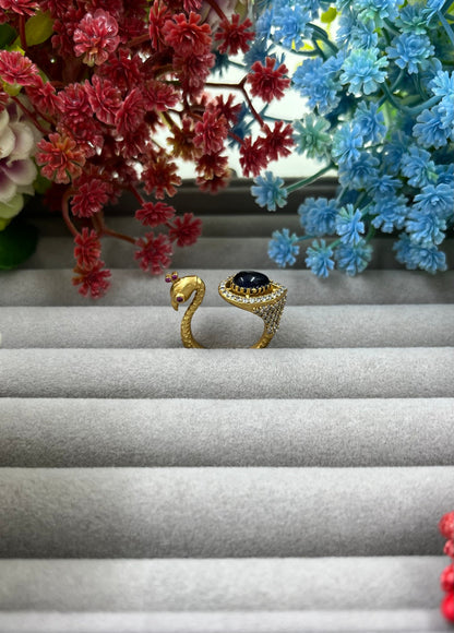 The Royal Peackok Adjustable Kundan Finger Ring (Adjustable)