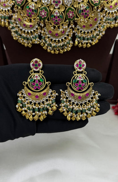 Aparna Pachi Kundan Necklace Set