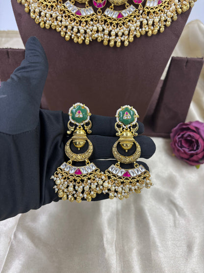 Heritage Pachi Antique gold Semi Bridal Necklace.