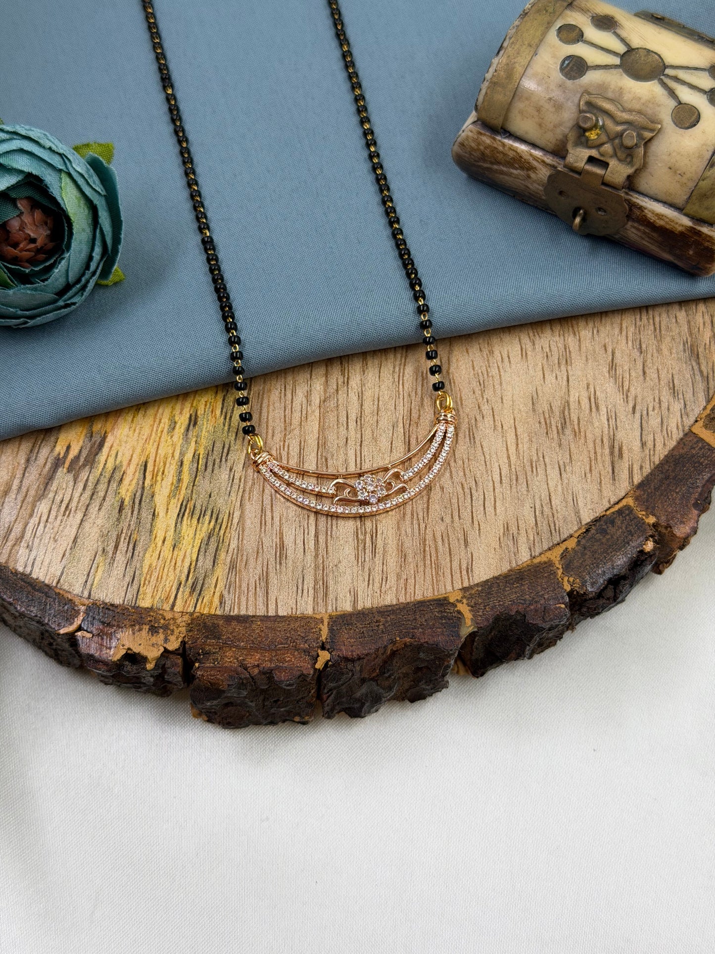 Three Layer Curved Rose Gold Mangalsutra