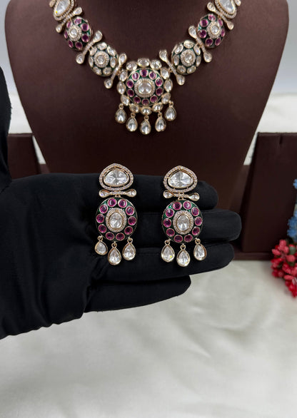 Disha Mina Kari Moissanite Kundan Necklace