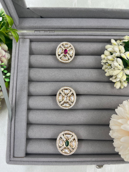 Leena Moissanite Kundan FingerRing