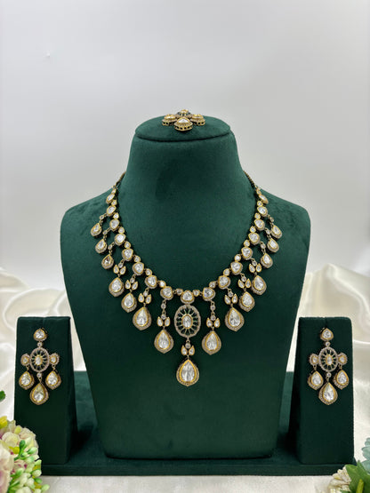 Bridal Wedding Jewelry Set with Earrings & Ring | Indian Ethnic Gold Necklace