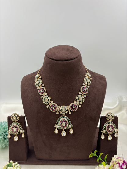 MINA KARI KUNDAN PREMIUM MOISSANITE NECKLACE
