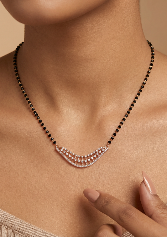 Net Pattern Rose Gold Mangalsutra