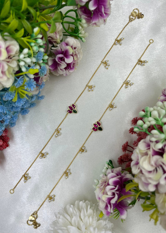 Sara Pachi kundan Anklet