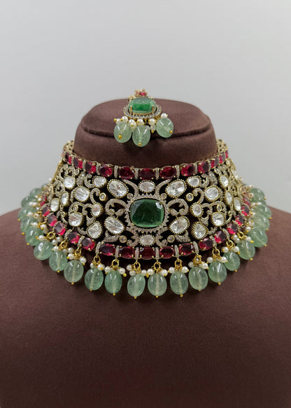 Anita Victorian Semi Bridal Choker Necklace Set