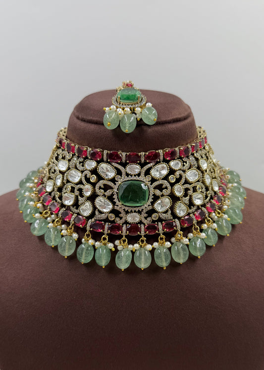 Anita Victorian Semi Bridal Choker Necklace Set