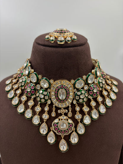 Naayab Vilasa Choker Moissanite Kundan Necklace.