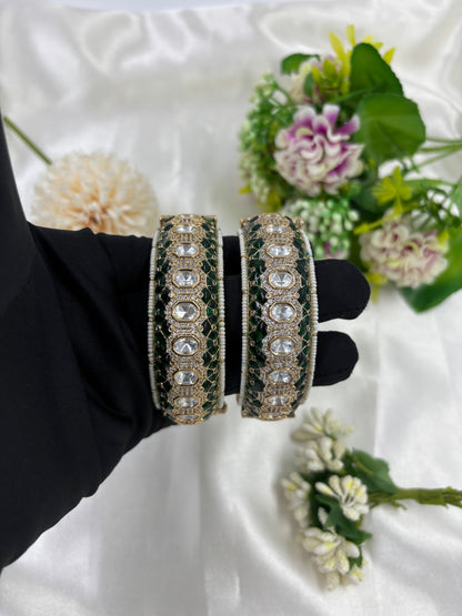 Sitara Moissanite Kundan Bangles [Openable]