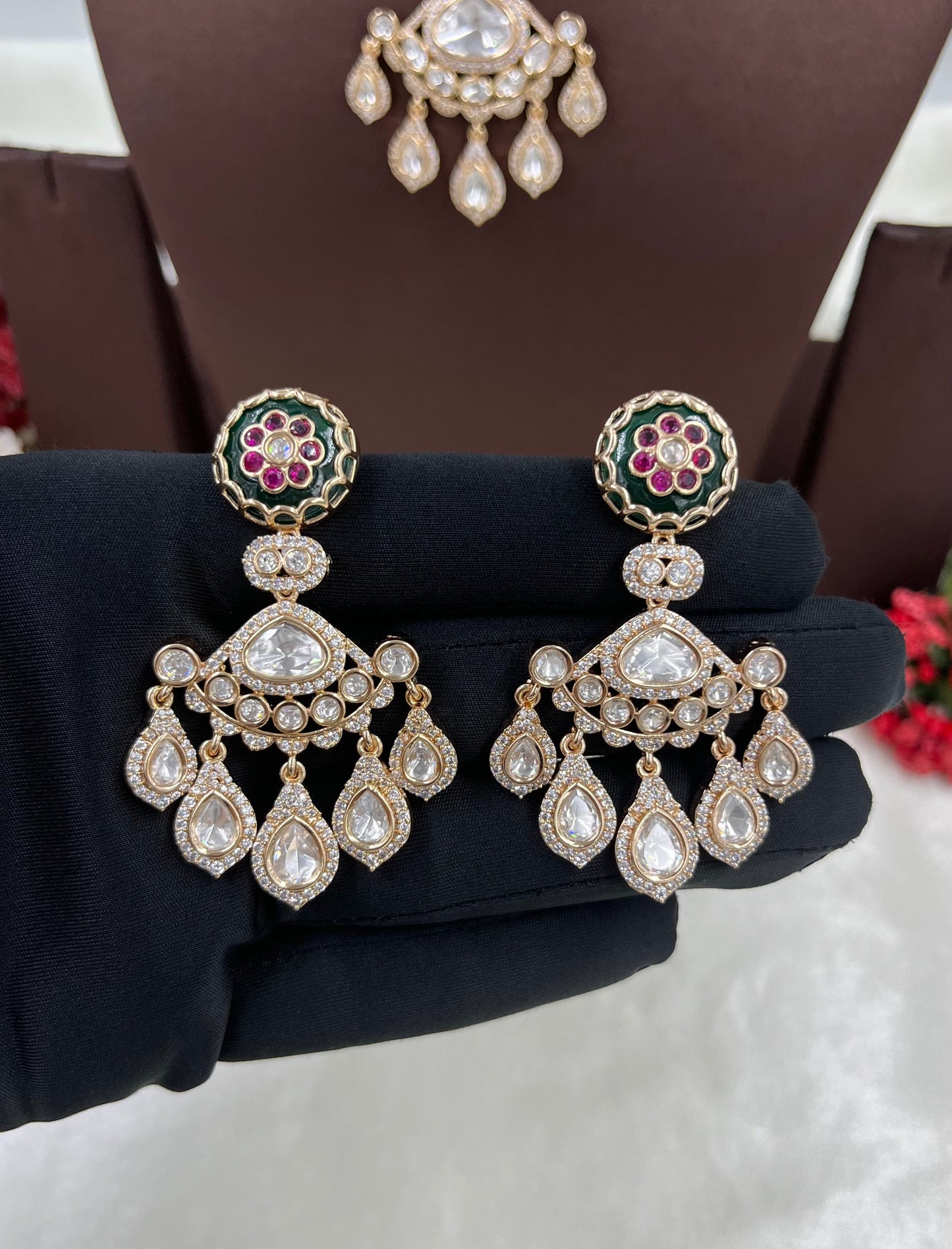 Ira Double Meena Kari Moissanite Necklace.