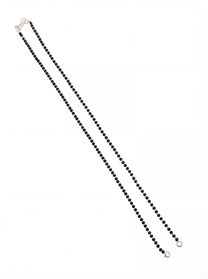 18 Inches Black Beads Silver Chain