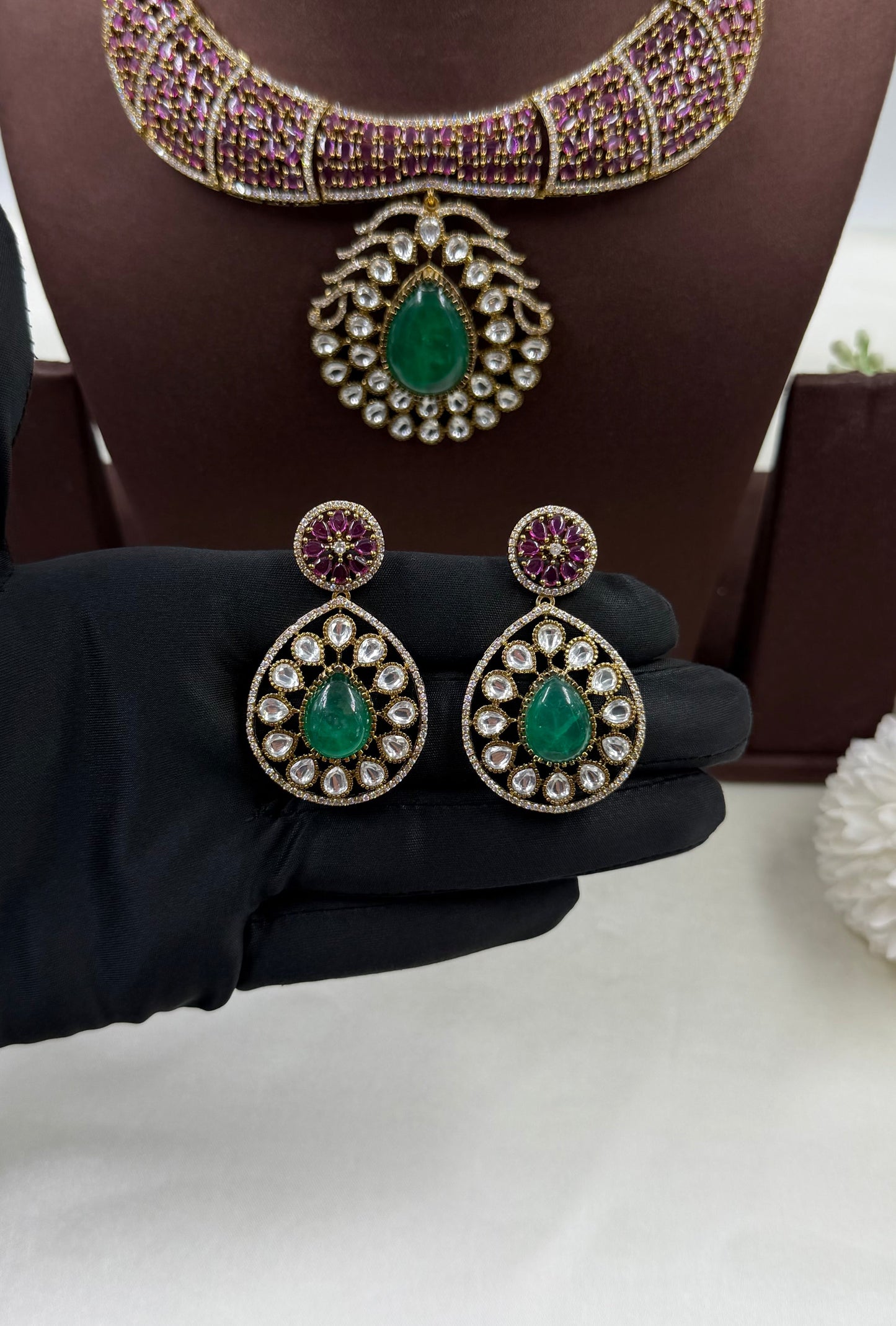 Brinda Victorian Jaipuri Kundan Necklace Set