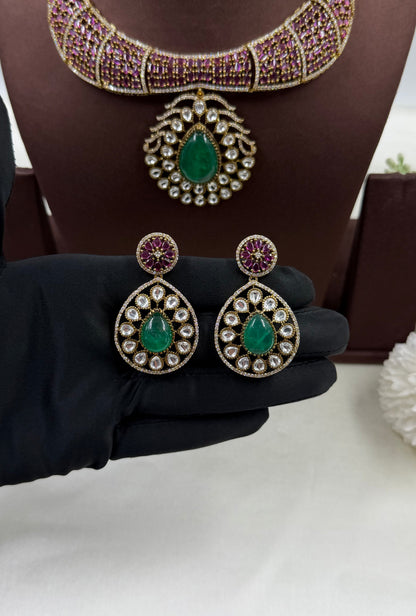 Brinda Victorian Jaipuri Kundan Necklace Set