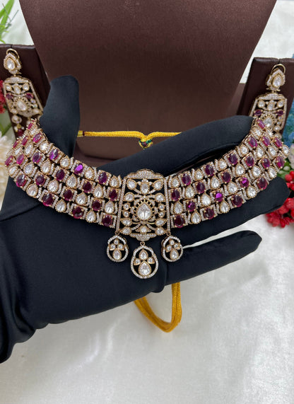 Jijabai Premium Moissanite Kundan Choker