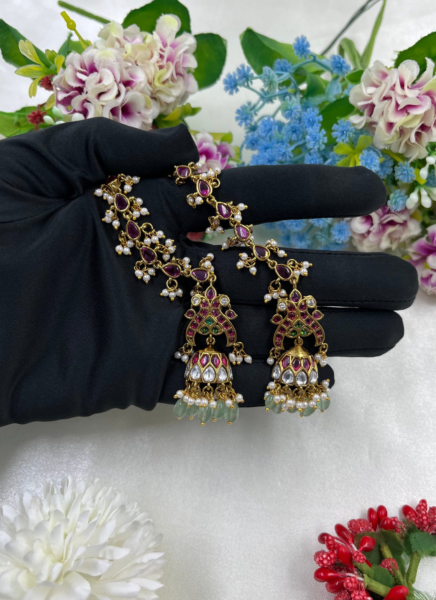 Nisha Victorian Jumka With Ear Chain
