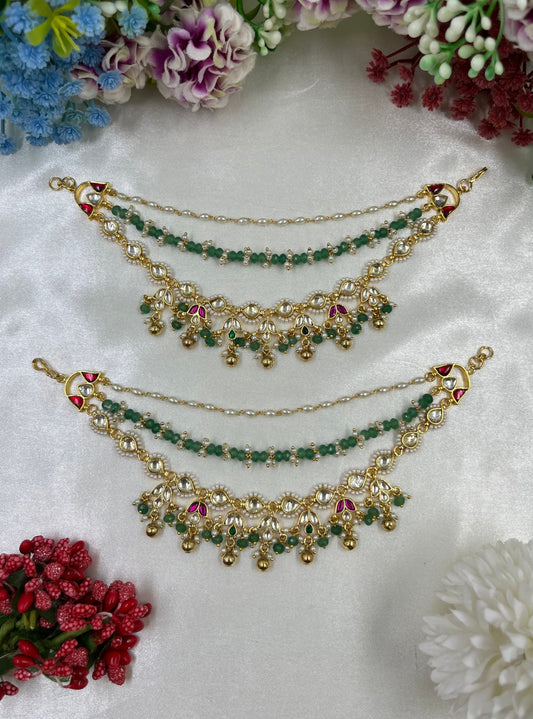 Juhi Pachi kundan Ear Chain