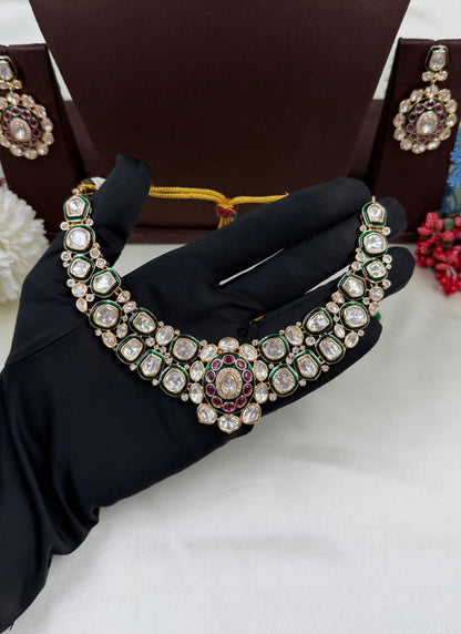 Reena Mina Kari Moissanite Kundan Necklace
