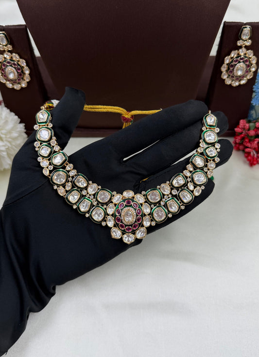 Reena Mina Kari Moissanite Kundan Necklace