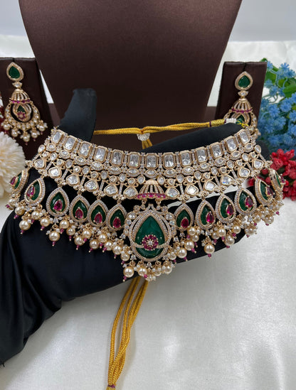 Bhargavi Moissanite Kundan Choker Necklace