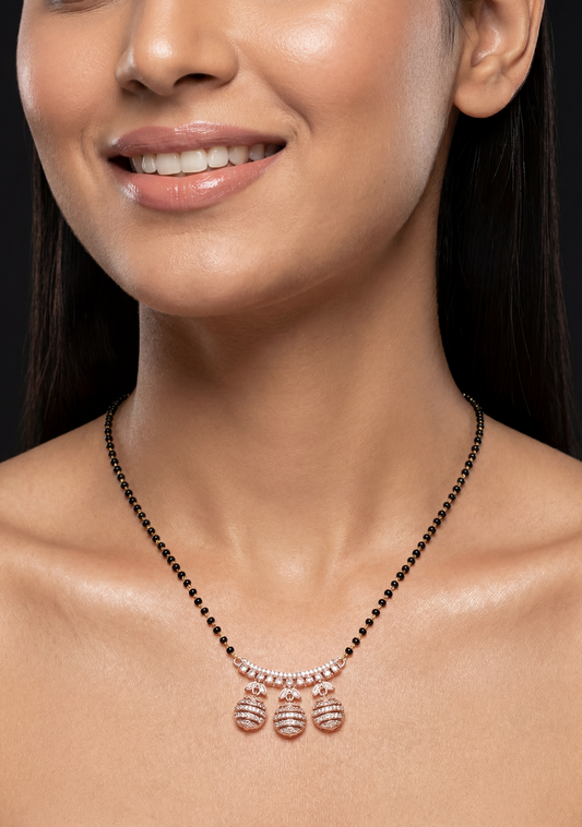 Triple Dangler Beaded Rose Gold Mangalsutra